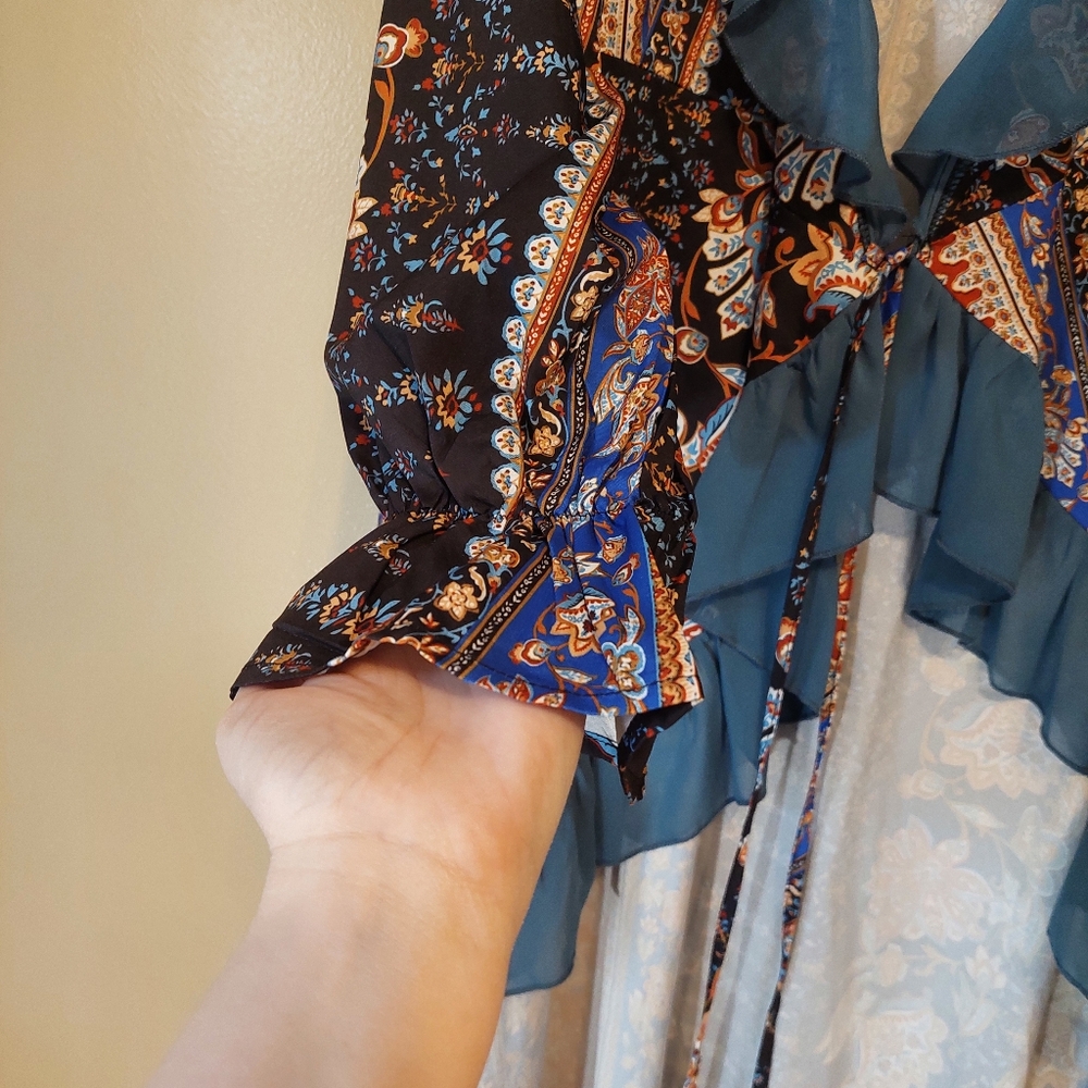 Boho Flowy Kimono Duster XL | Sheer Festival Layering Wrap - Picture 5 of 10